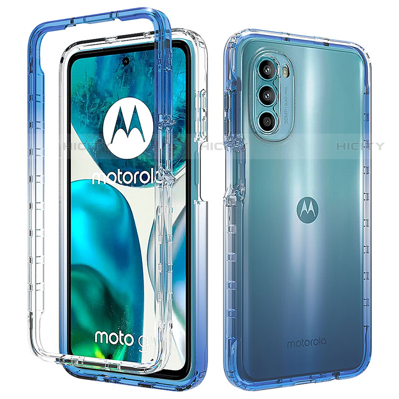 Custodia Silicone Trasparente Ultra Sottile Morbida Cover Fronte e Retro 360 Gradi Sfumato per Motorola Moto G71s 5G Blu