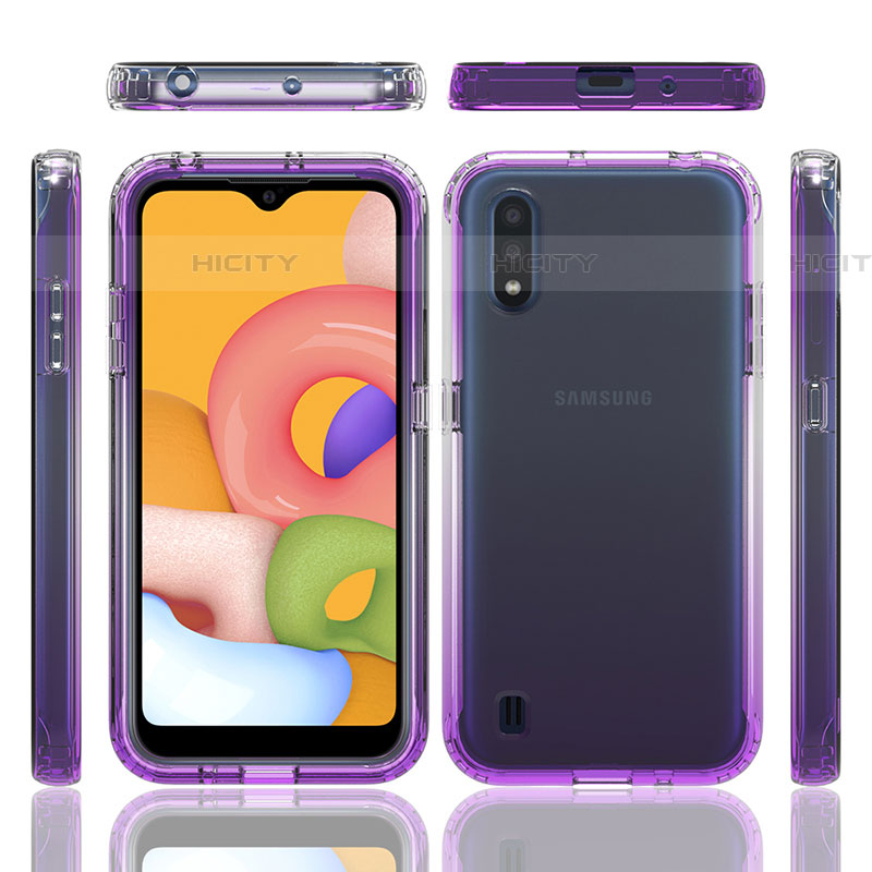Custodia Silicone Trasparente Ultra Sottile Morbida Cover Fronte e Retro 360 Gradi Sfumato per Samsung Galaxy A01 SM-A015