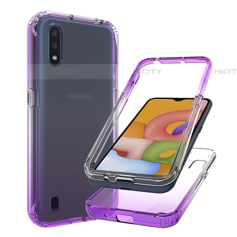 Custodia Silicone Trasparente Ultra Sottile Morbida Cover Fronte e Retro 360 Gradi Sfumato per Samsung Galaxy A01 SM-A015