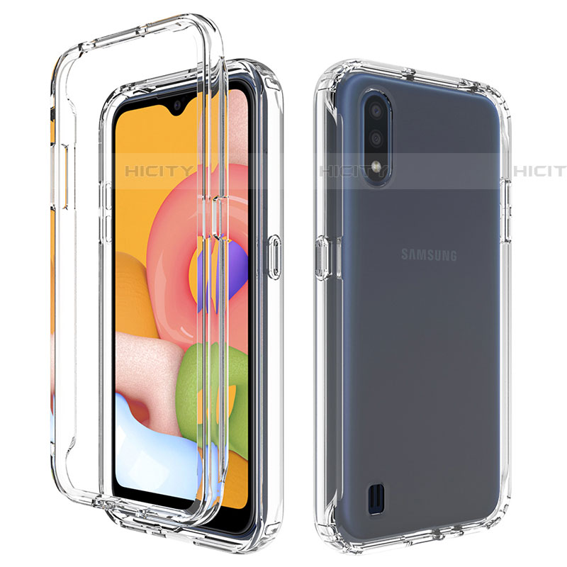 Custodia Silicone Trasparente Ultra Sottile Morbida Cover Fronte e Retro 360 Gradi Sfumato per Samsung Galaxy A01 SM-A015 Chiaro