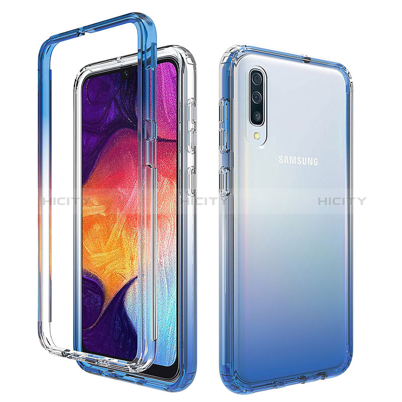 Custodia Silicone Trasparente Ultra Sottile Morbida Cover Fronte e Retro 360 Gradi Sfumato per Samsung Galaxy A30S Blu