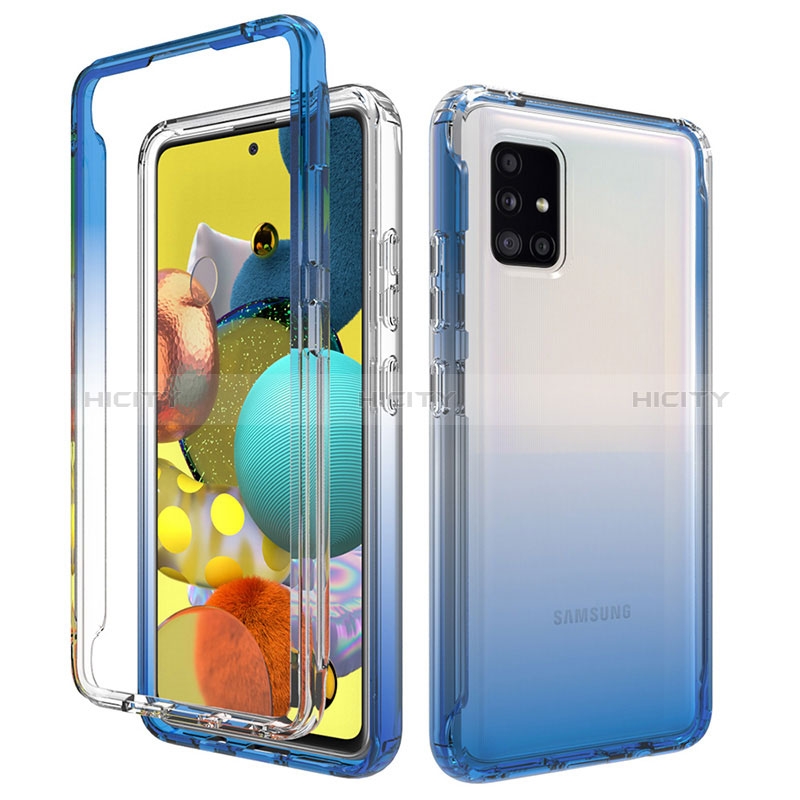 Custodia Silicone Trasparente Ultra Sottile Morbida Cover Fronte e Retro 360 Gradi Sfumato per Samsung Galaxy A51 4G Blu