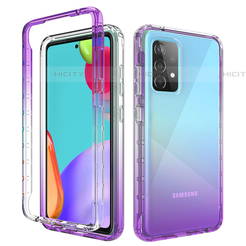 Custodia Silicone Trasparente Ultra Sottile Morbida Cover Fronte e Retro 360 Gradi Sfumato per Samsung Galaxy A52 4G Viola