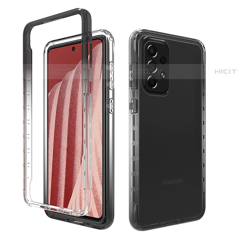 Custodia Silicone Trasparente Ultra Sottile Morbida Cover Fronte e Retro 360 Gradi Sfumato per Samsung Galaxy A73 5G Grigio Scuro