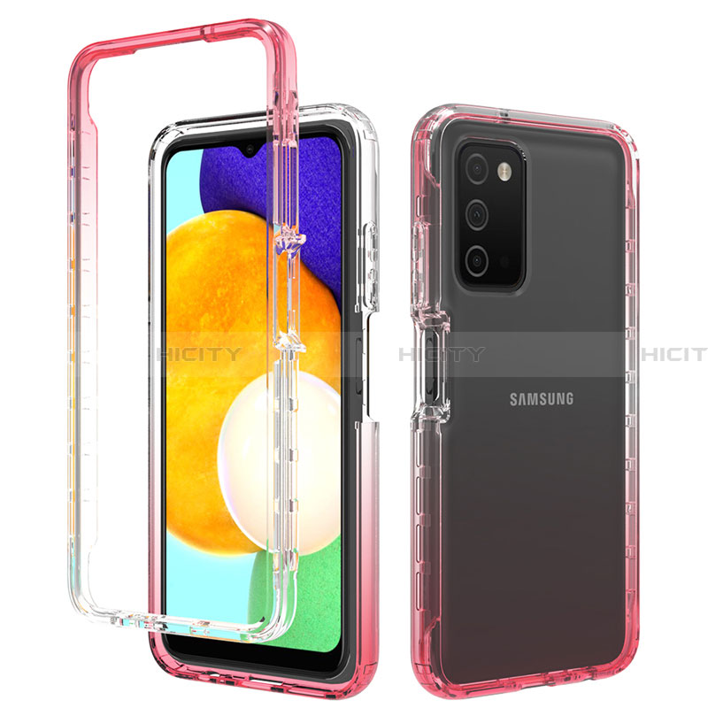 Custodia Silicone Trasparente Ultra Sottile Morbida Cover Fronte e Retro 360 Gradi Sfumato per Samsung Galaxy F02S SM-E025F Rosso