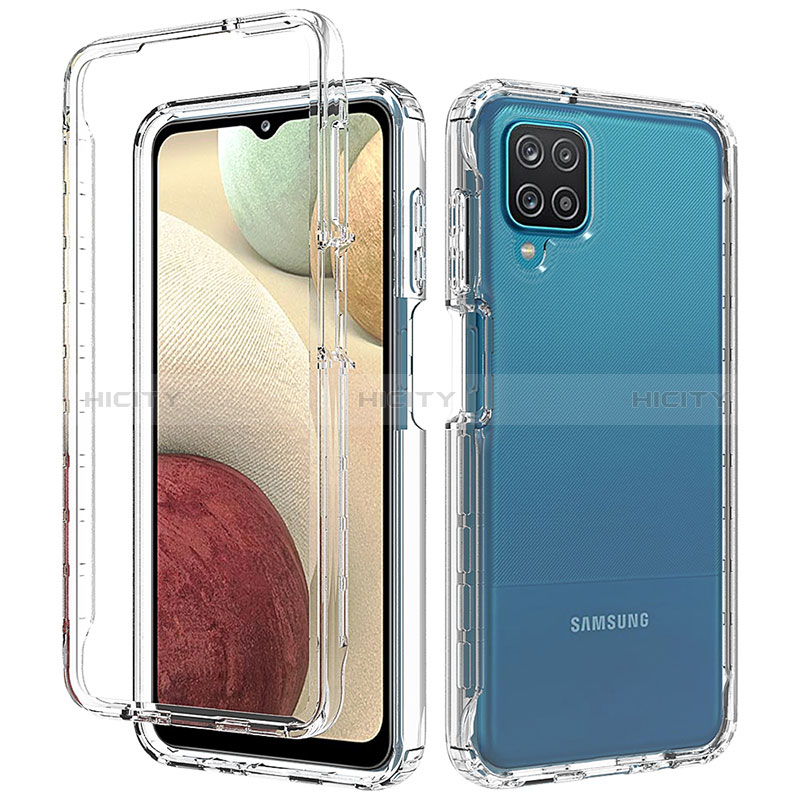 Custodia Silicone Trasparente Ultra Sottile Morbida Cover Fronte e Retro 360 Gradi Sfumato per Samsung Galaxy F12 Chiaro