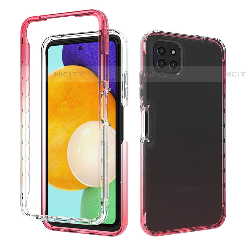 Custodia Silicone Trasparente Ultra Sottile Morbida Cover Fronte e Retro 360 Gradi Sfumato per Samsung Galaxy F42 5G Rosso