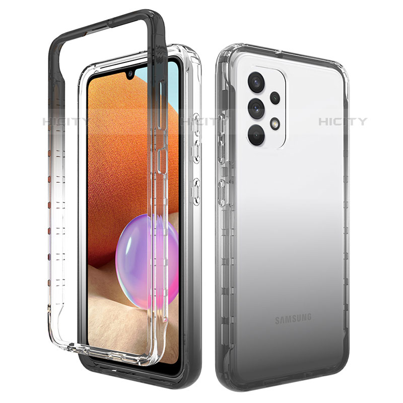 Custodia Silicone Trasparente Ultra Sottile Morbida Cover Fronte e Retro 360 Gradi Sfumato per Samsung Galaxy M32 5G Grigio Scuro