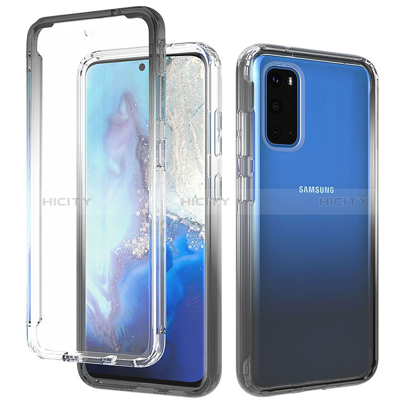 Custodia Silicone Trasparente Ultra Sottile Morbida Cover Fronte e Retro 360 Gradi Sfumato per Samsung Galaxy S20 5G Grigio Scuro