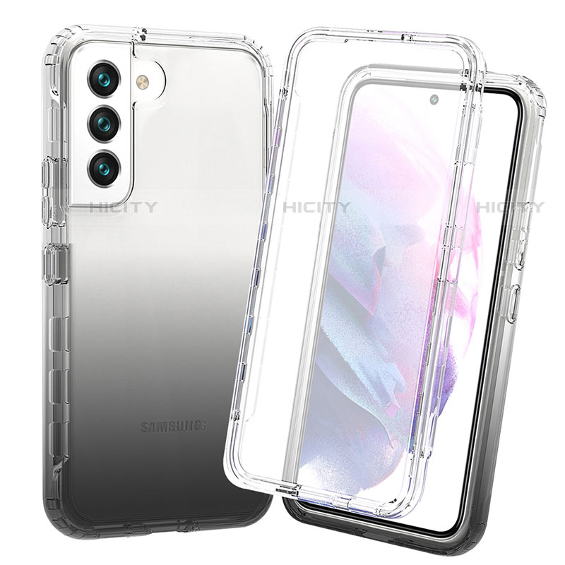 Custodia Silicone Trasparente Ultra Sottile Morbida Cover Fronte e Retro 360 Gradi Sfumato per Samsung Galaxy S21 5G Nero