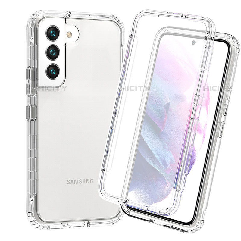 Custodia Silicone Trasparente Ultra Sottile Morbida Cover Fronte e Retro 360 Gradi Sfumato per Samsung Galaxy S22 Plus 5G Chiaro