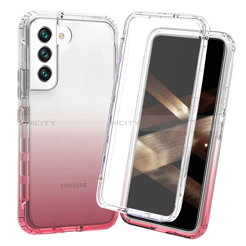 Custodia Silicone Trasparente Ultra Sottile Morbida Cover Fronte e Retro 360 Gradi Sfumato per Samsung Galaxy S24 Plus 5G Rosso