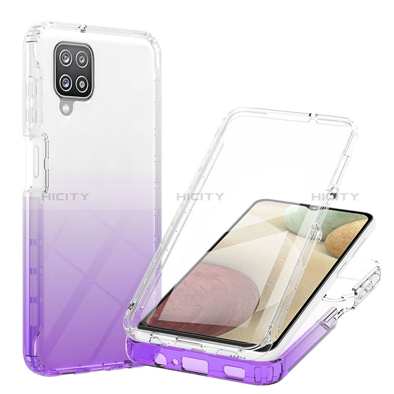 Custodia Silicone Trasparente Ultra Sottile Morbida Cover Fronte e Retro 360 Gradi Sfumato YB1 per Samsung Galaxy M12 Viola
