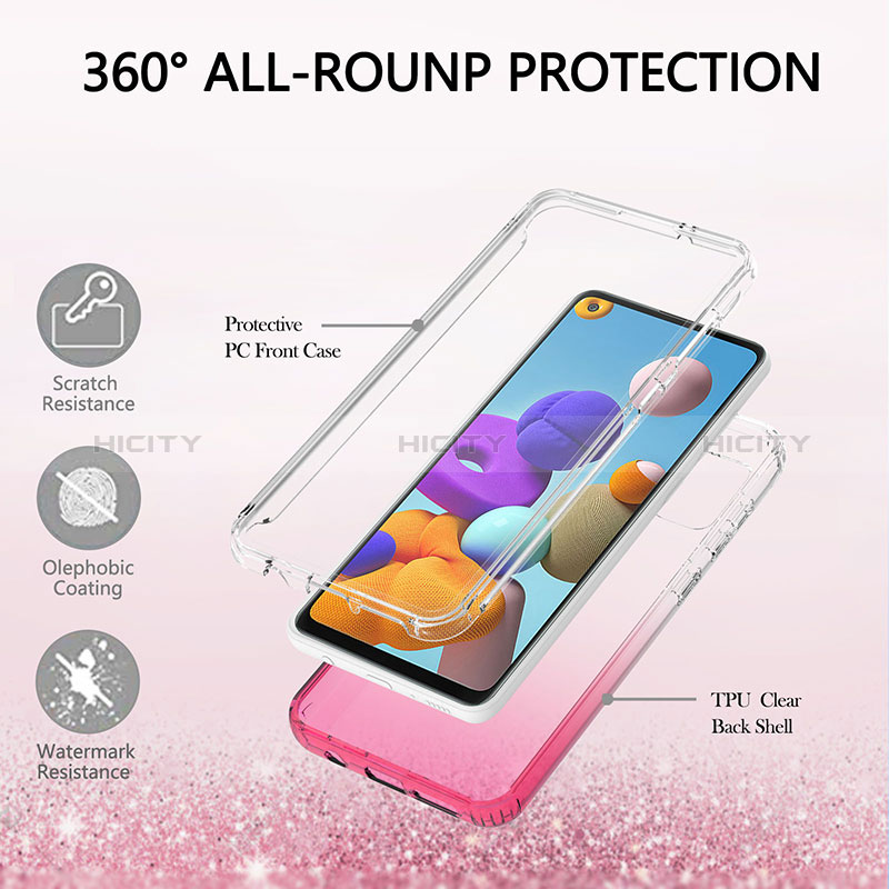 Custodia Silicone Trasparente Ultra Sottile Morbida Cover Fronte e Retro 360 Gradi Sfumato YB2 per Samsung Galaxy A21s