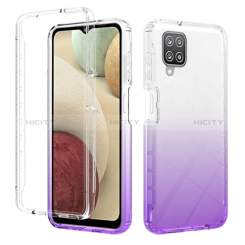 Custodia Silicone Trasparente Ultra Sottile Morbida Cover Fronte e Retro 360 Gradi Sfumato YB2 per Samsung Galaxy F12 Viola