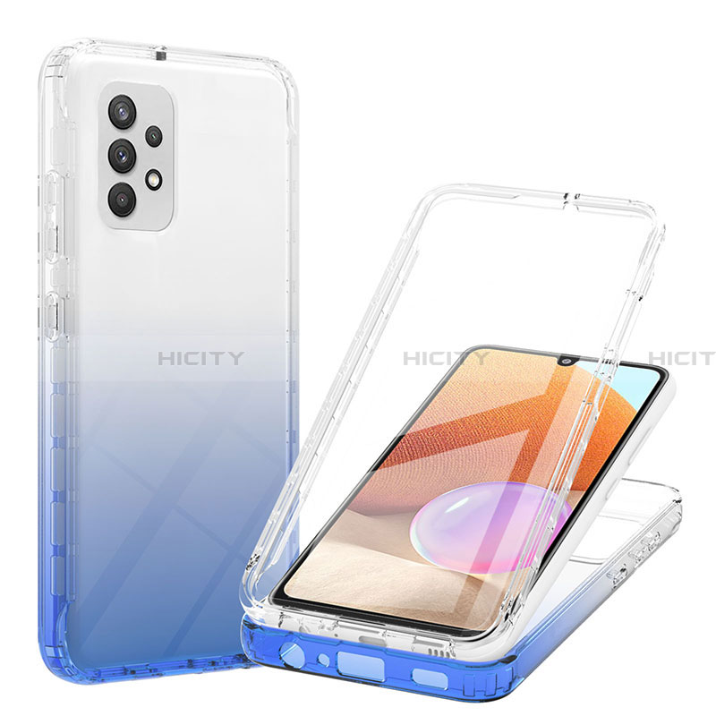 Custodia Silicone Trasparente Ultra Sottile Morbida Cover Fronte e Retro 360 Gradi Sfumato ZJ1 per Samsung Galaxy A32 5G Blu