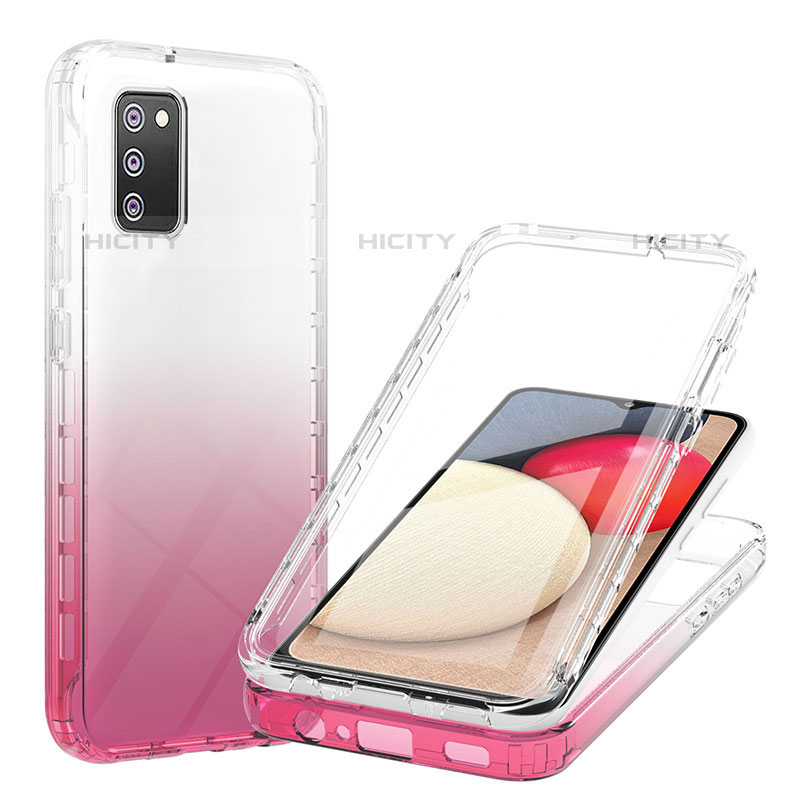Custodia Silicone Trasparente Ultra Sottile Morbida Cover Fronte e Retro 360 Gradi Sfumato ZJ1 per Samsung Galaxy M02s Rosa