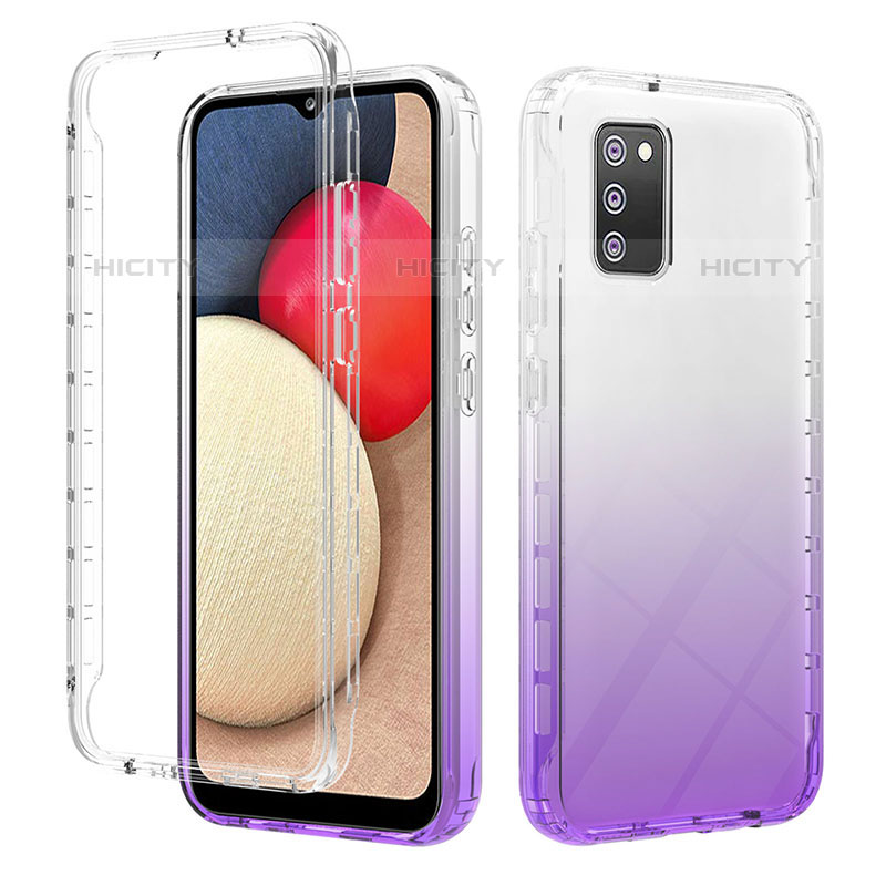 Custodia Silicone Trasparente Ultra Sottile Morbida Cover Fronte e Retro 360 Gradi Sfumato ZJ2 per Samsung Galaxy M02s Viola