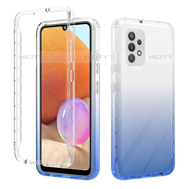 Custodia Silicone Trasparente Ultra Sottile Morbida Cover Fronte e Retro 360 Gradi Sfumato ZJ2 per Samsung Galaxy M32 5G Blu