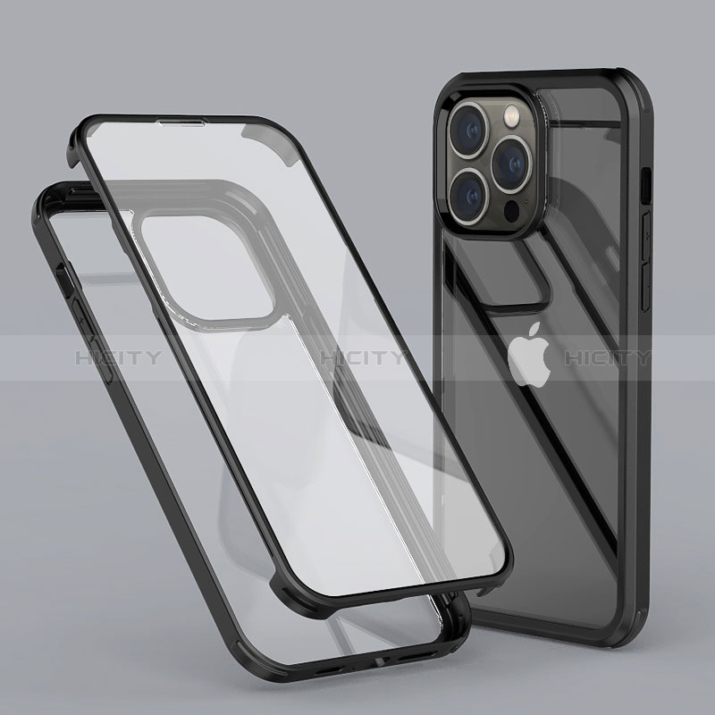 Custodia Silicone Trasparente Ultra Sottile Morbida Cover Fronte e Retro 360 LK1 per Apple iPhone 13 Pro Max Nero