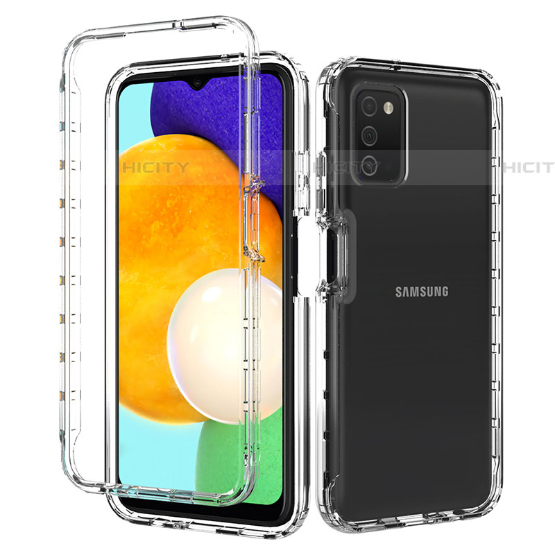 Custodia Silicone Trasparente Ultra Sottile Morbida Cover Fronte e Retro 360 per Samsung Galaxy A03s Chiaro