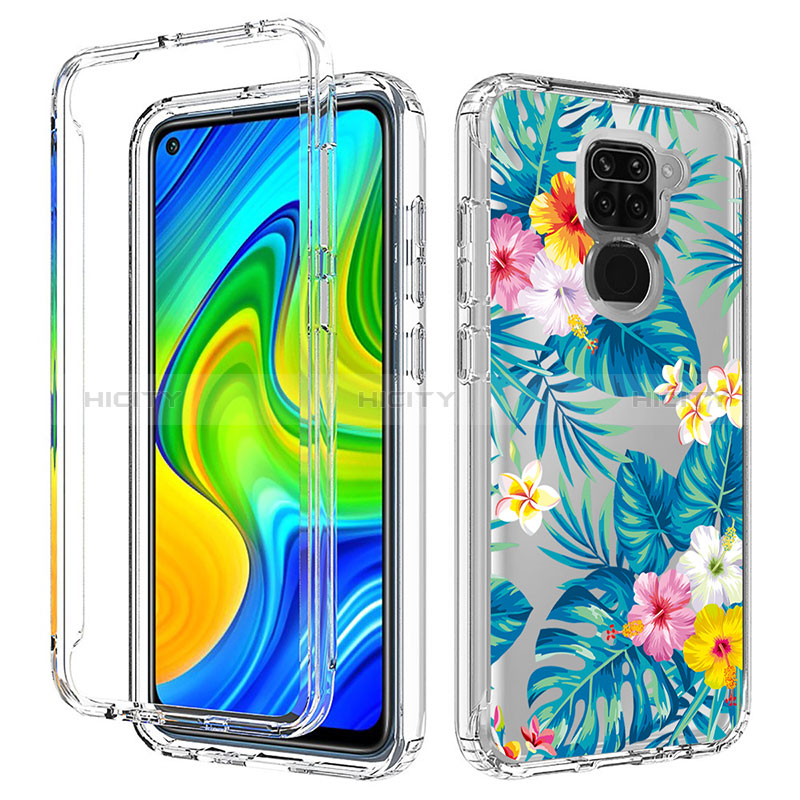 Custodia Silicone Trasparente Ultra Sottile Morbida Cover Fronte e Retro 360 per Xiaomi Redmi Note 9 Cielo Blu