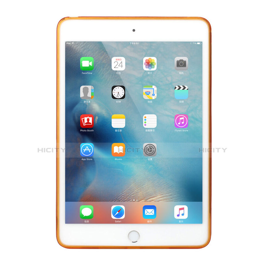 Custodia Silicone Trasparente Ultra Sottile Morbida per Apple iPad Mini 4 Arancione
