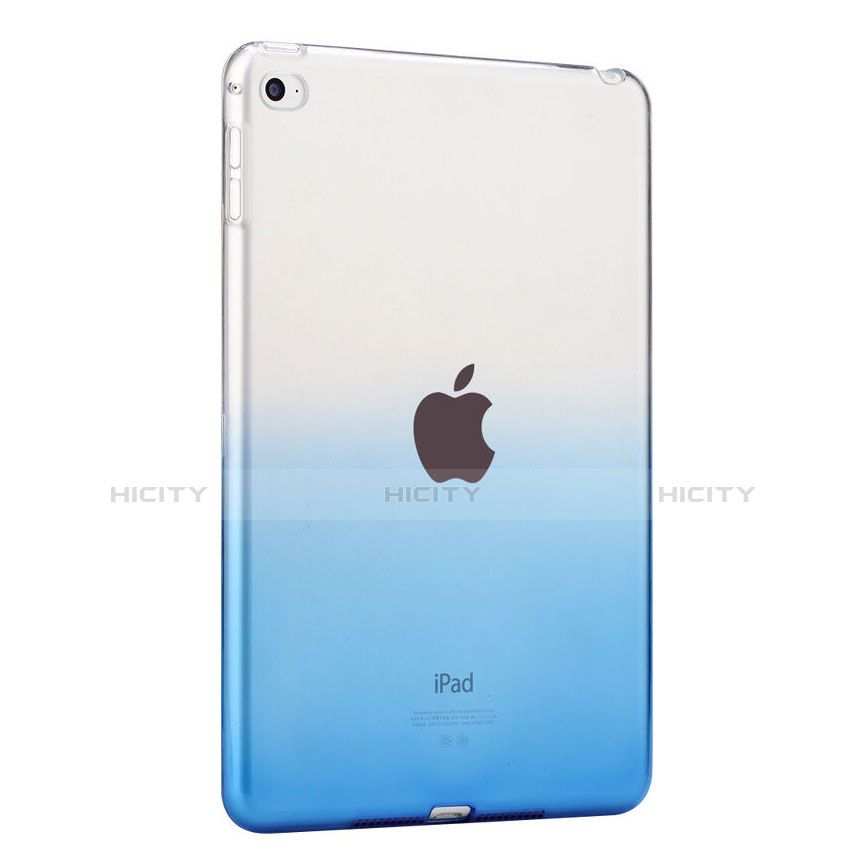 Custodia Silicone Trasparente Ultra Sottile Morbida per Apple iPad Mini 4 Blu