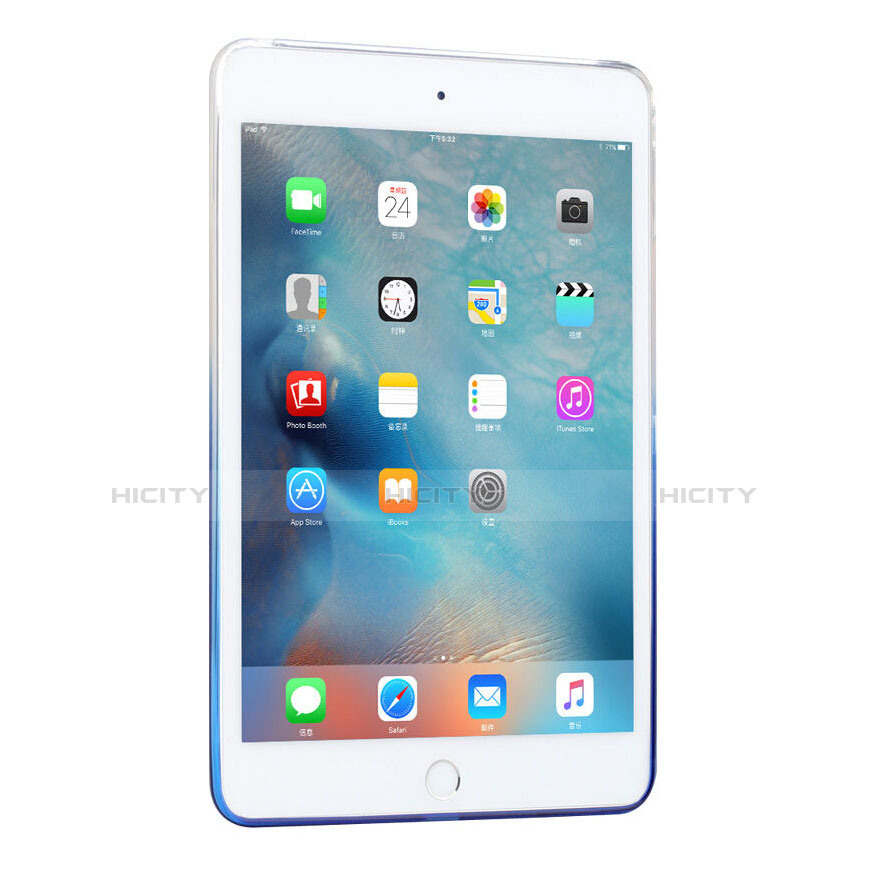 Custodia Silicone Trasparente Ultra Sottile Morbida per Apple iPad Mini 4 Blu