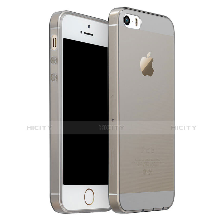 Custodia Silicone Trasparente Ultra Sottile Morbida per Apple iPhone 5S Grigio