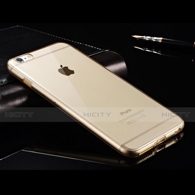 Custodia Silicone Trasparente Ultra Sottile Morbida per Apple iPhone 6 Plus Oro