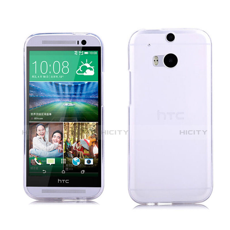 Custodia Silicone Trasparente Ultra Sottile Morbida per HTC One M8 Bianco