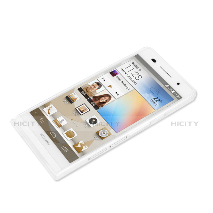 Custodia Silicone Trasparente Ultra Sottile Morbida per Huawei Ascend P6 Bianco