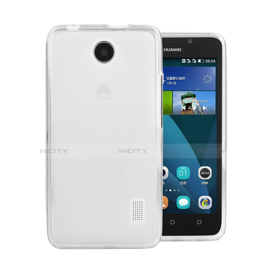 Custodia Silicone Trasparente Ultra Sottile Morbida per Huawei Ascend Y635 Dual SIM Bianco