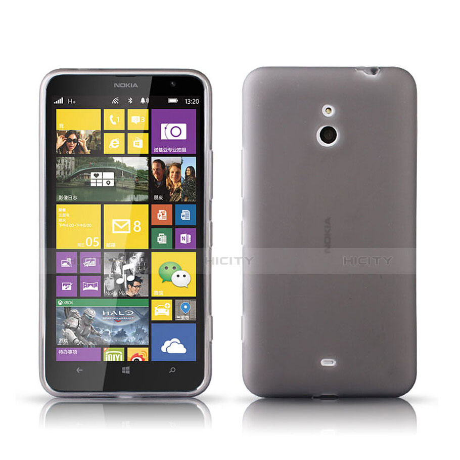 Custodia Silicone Trasparente Ultra Sottile Morbida per Nokia Lumia 1320 Grigio