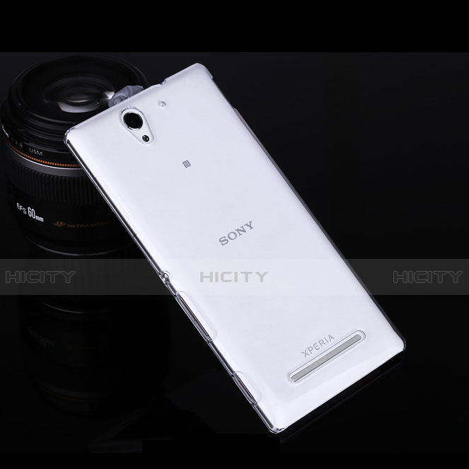 Custodia Silicone Trasparente Ultra Sottile Morbida per Sony Xperia C3 Chiaro