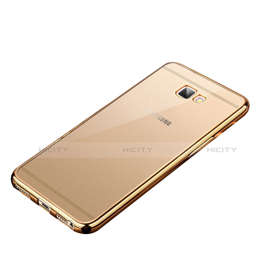 Custodia Silicone Trasparente Ultra Sottile Morbida R01 per Samsung Galaxy J7 Prime Oro