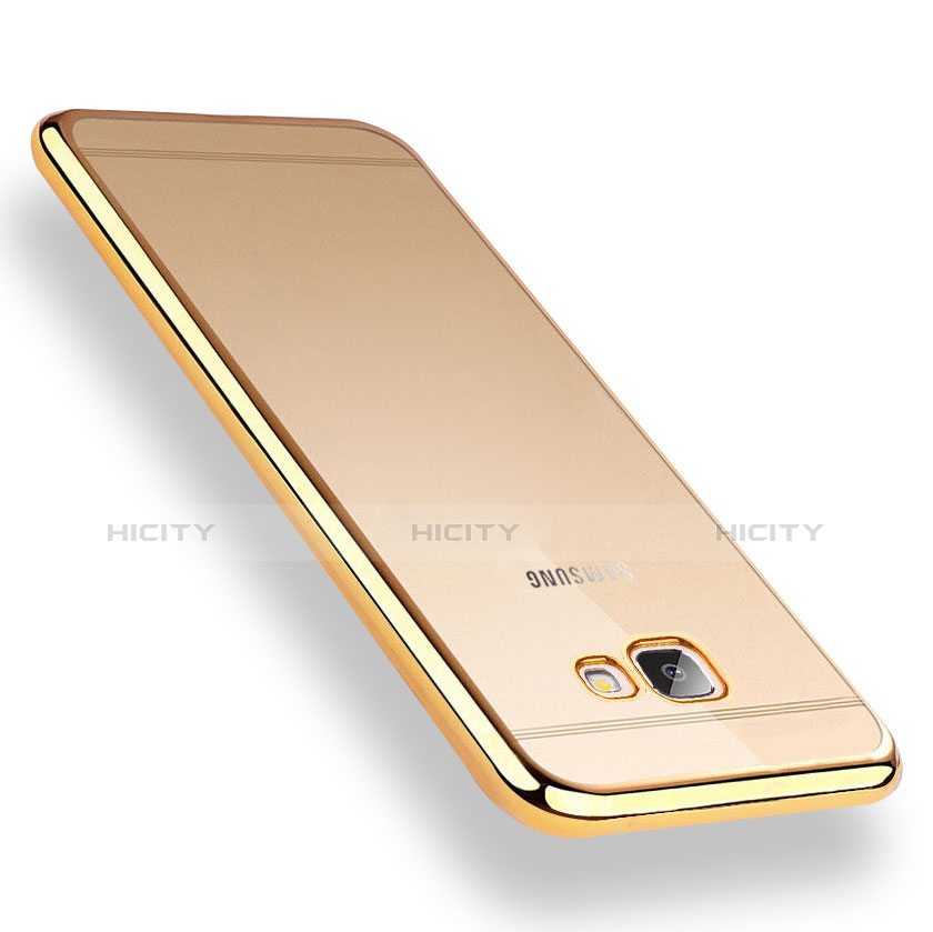 Custodia Silicone Trasparente Ultra Sottile Morbida R01 per Samsung Galaxy On7 (2016) G6100 Oro