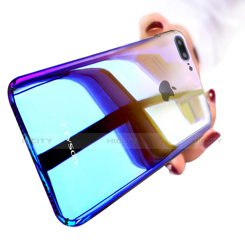 Custodia Silicone Trasparente Ultra Sottile Morbida Sfumato A02 per Apple iPhone 8 Plus Blu