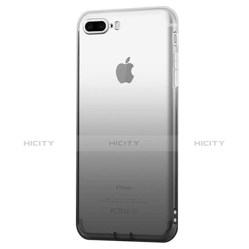 Custodia Silicone Trasparente Ultra Sottile Morbida Sfumato con Anello Supporto per Apple iPhone 8 Plus Grigio