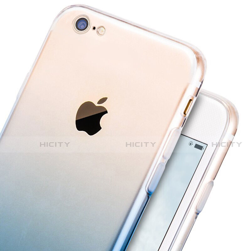 Custodia Silicone Trasparente Ultra Sottile Morbida Sfumato con Anello Supporto per Apple iPhone SE3 2022 Blu