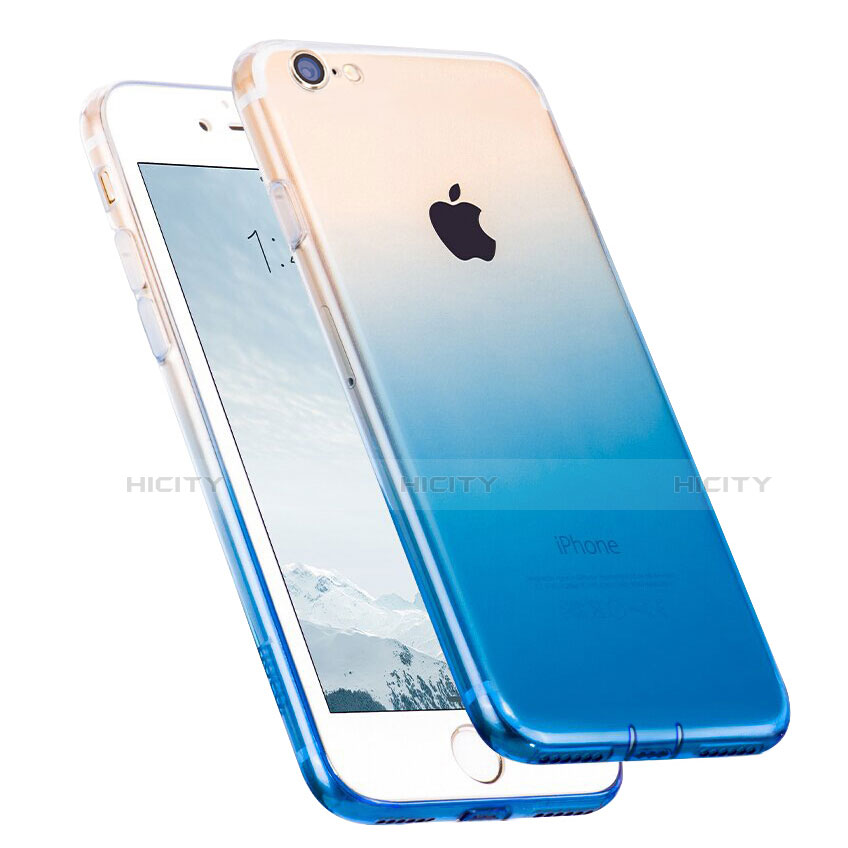 Custodia Silicone Trasparente Ultra Sottile Morbida Sfumato con Anello Supporto per Apple iPhone SE3 2022 Blu