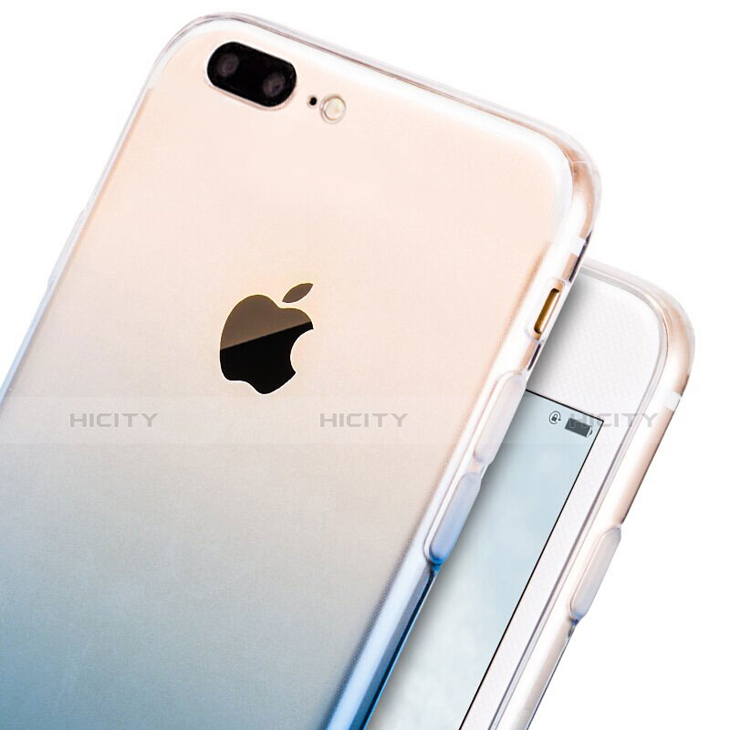 Custodia Silicone Trasparente Ultra Sottile Morbida Sfumato G01 per Apple iPhone 7 Plus Blu