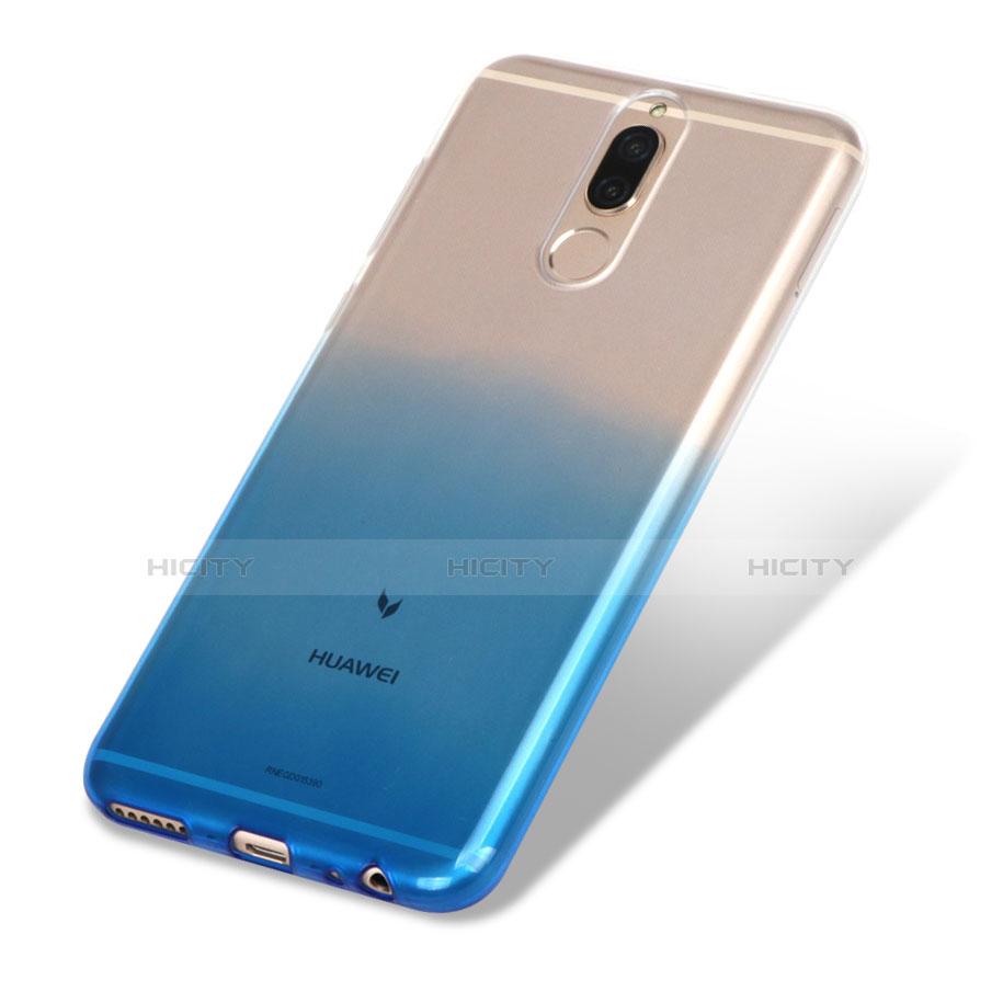 Custodia Silicone Trasparente Ultra Sottile Morbida Sfumato G01 per Huawei Rhone Blu