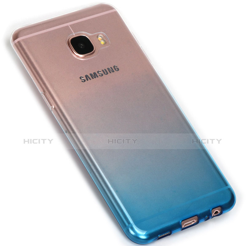 Custodia Silicone Trasparente Ultra Sottile Morbida Sfumato G01 per Samsung Galaxy C5 SM-C5000 Blu