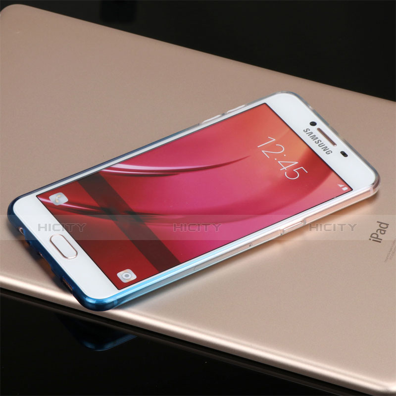 Custodia Silicone Trasparente Ultra Sottile Morbida Sfumato G01 per Samsung Galaxy C5 SM-C5000 Blu
