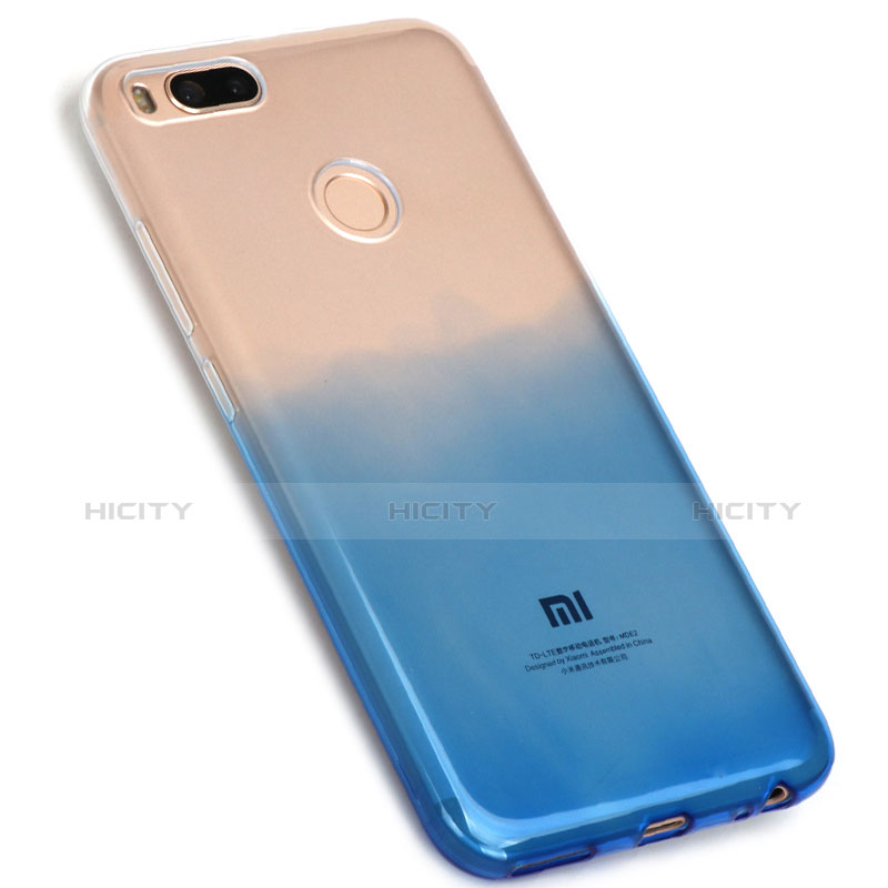 Custodia Silicone Trasparente Ultra Sottile Morbida Sfumato G01 per Xiaomi Mi A1 Blu