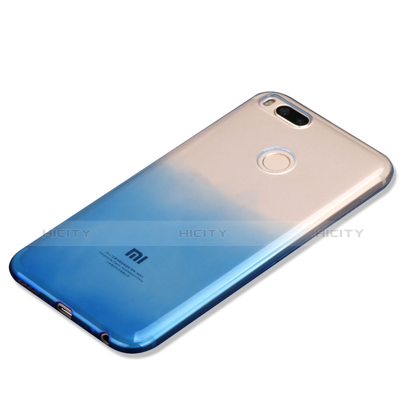 Custodia Silicone Trasparente Ultra Sottile Morbida Sfumato G01 per Xiaomi Mi A1 Blu
