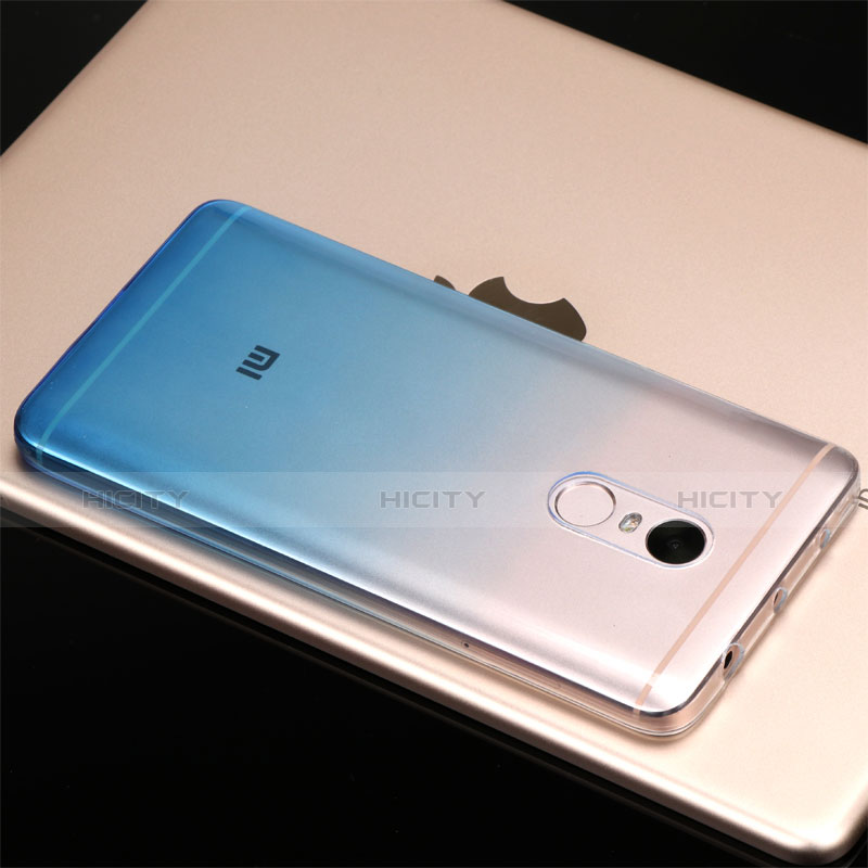 Custodia Silicone Trasparente Ultra Sottile Morbida Sfumato G01 per Xiaomi Redmi Note 4 Blu
