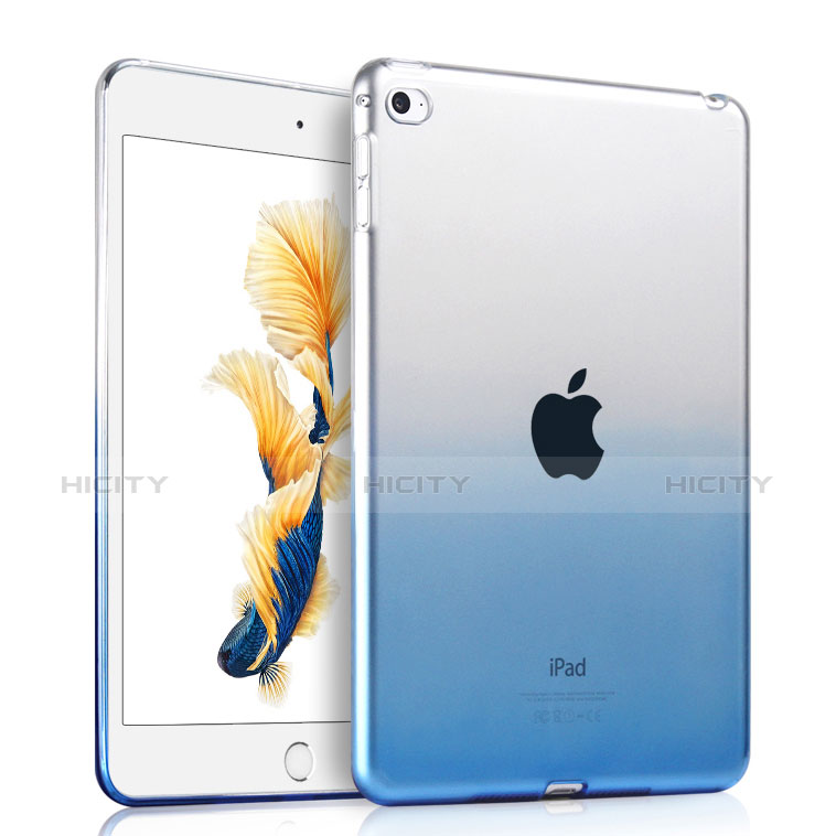 Custodia Silicone Trasparente Ultra Sottile Morbida Sfumato per Apple iPad Air 2 Blu